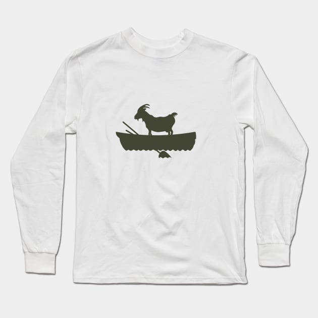 goat in a boat olive Long Sleeve T-Shirt by goats